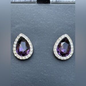Avon Elegant Purple Teardrop Earrings Lead Free NEW